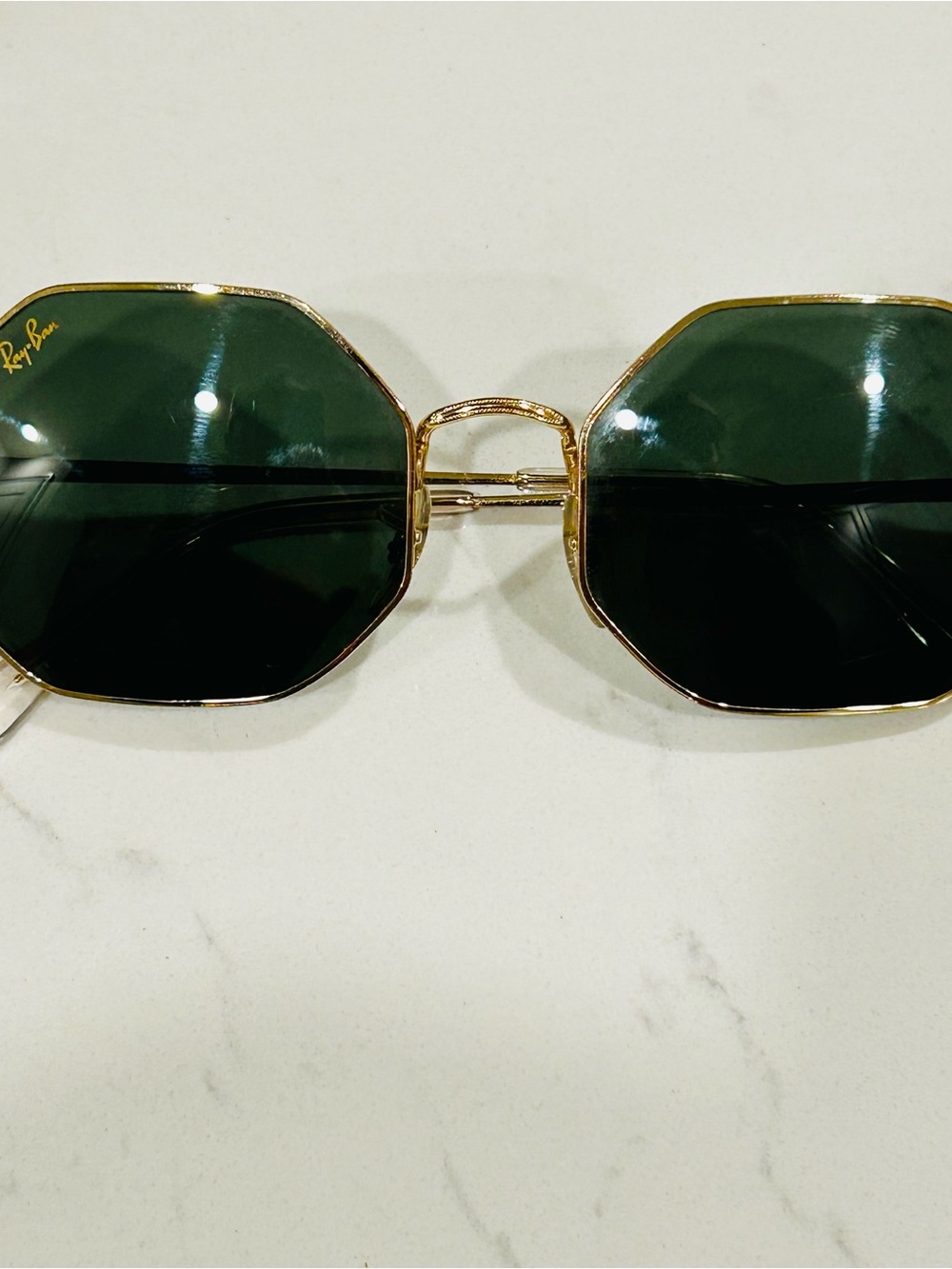 Ray-Ban Gold Frame Green Lens  Mens Sunglasses